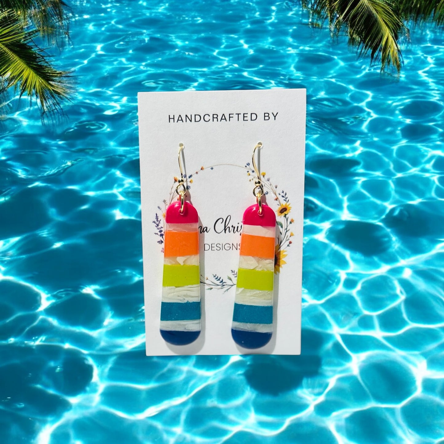 Pool Party Long Oval Dangles