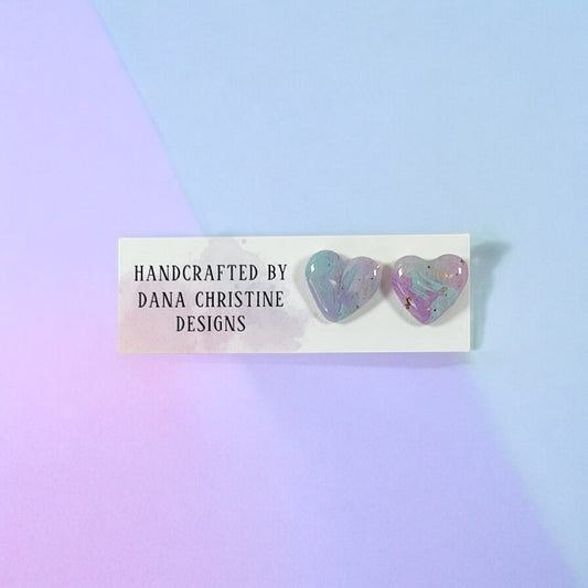 Purple, Blue and Gold Heart Studs