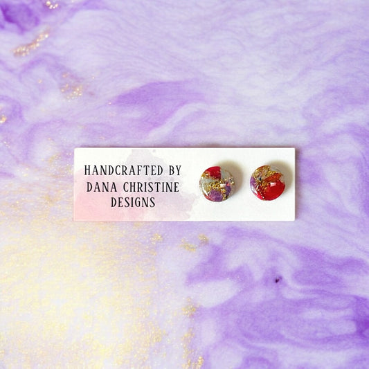 Purple, Pink and Gold Circle Studs