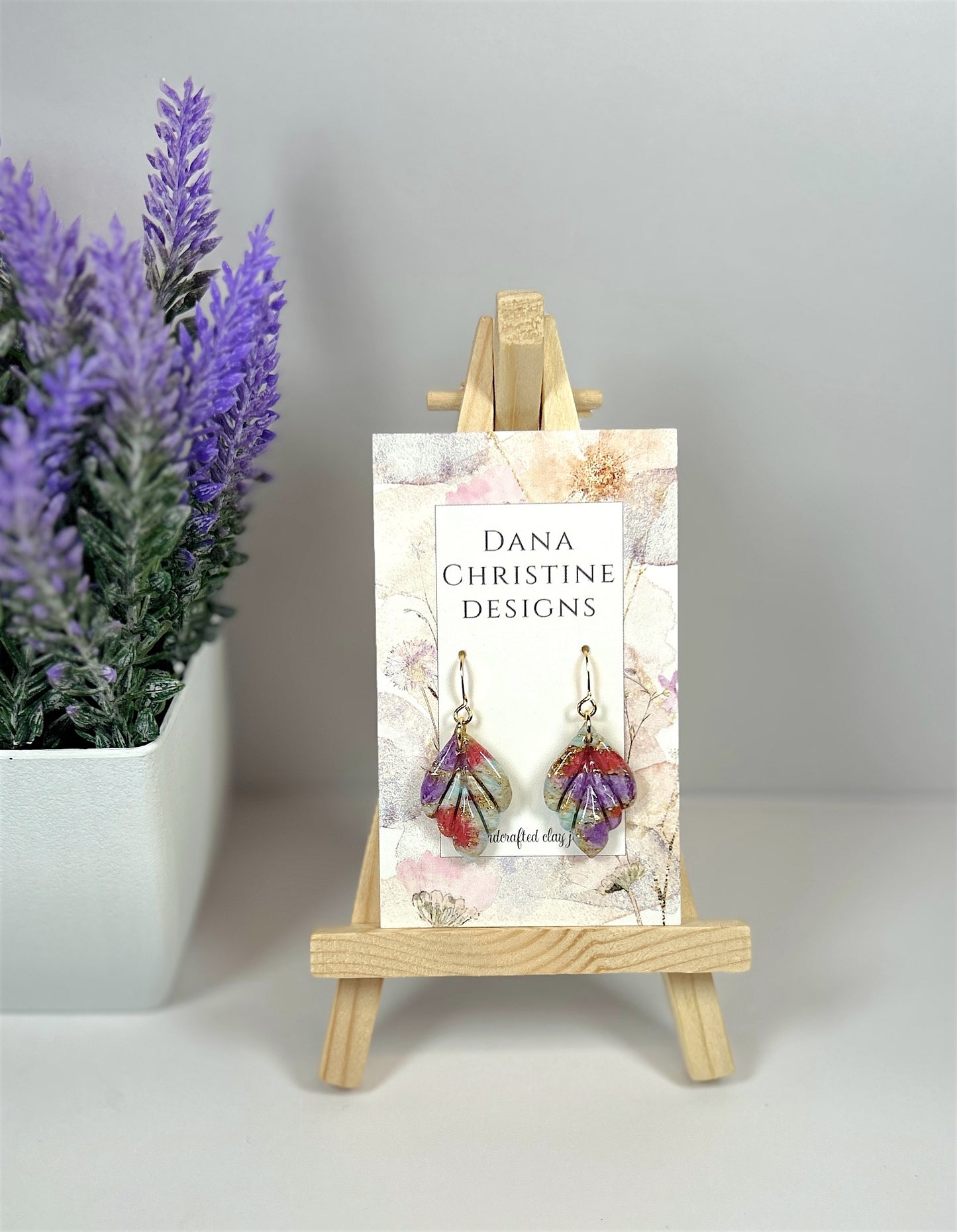 Purple Pink and Gold Gemstone Drops