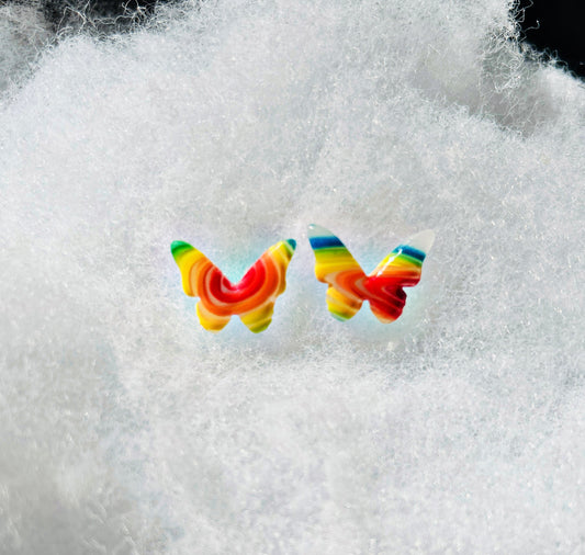 Rainbow Butterfly Studs