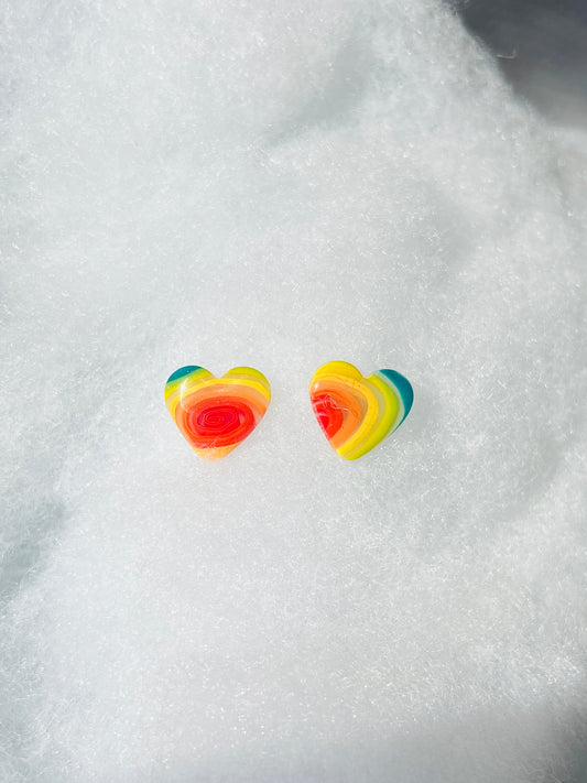 Rainbow Heart Studs v.2