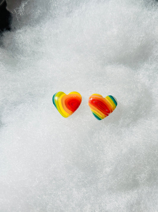 Rainbow Heart Studs v.3